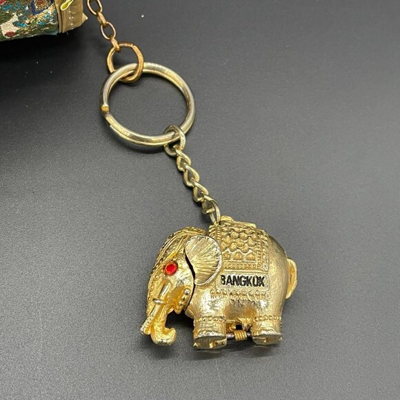 Vintage Travel Bag Cosmetics Case Bangkok Thailand Elephant Sewing Kit 1970s - Picture 4 of 10